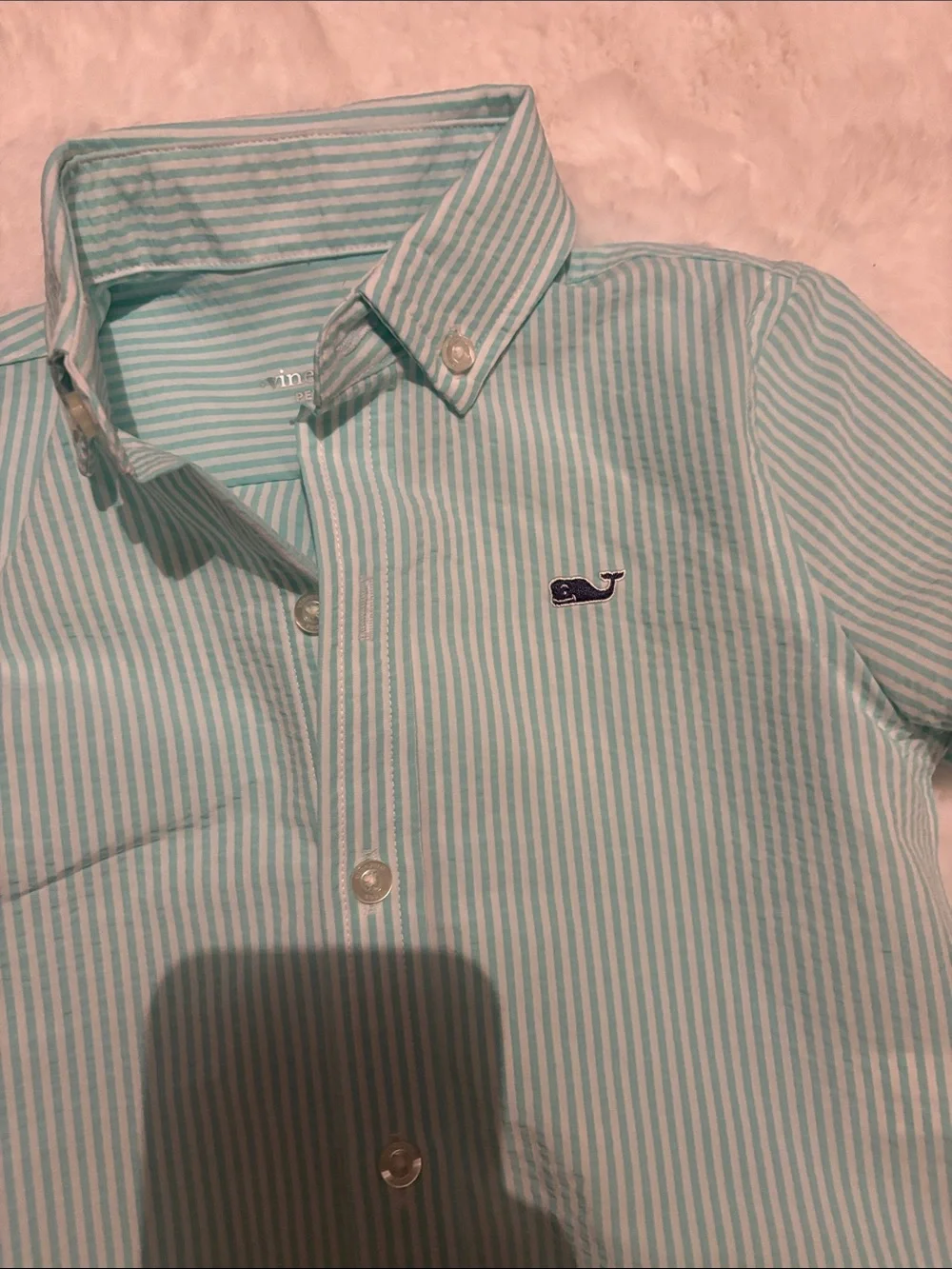 Vineyard Vines Boys Mint Striped Short-Sleeve Button-Down